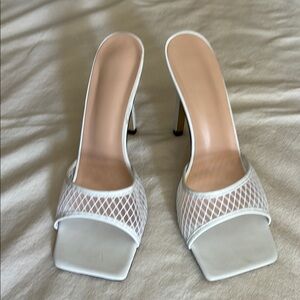 Elegant White Mesh Women's Heels